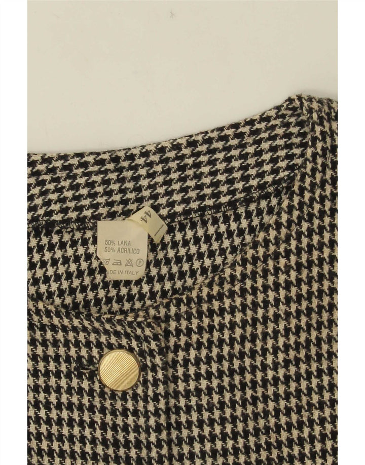 Giacca blazer vintage da donna a 5 bottoni corta IT 44 pied de poule medio nero