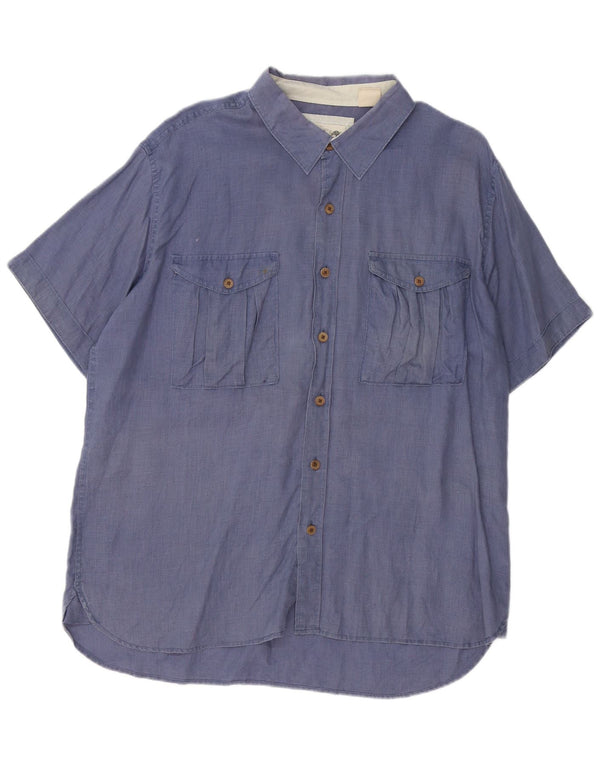 Camicia slim fit a maniche corte da uomo Timberland XL canapa blu