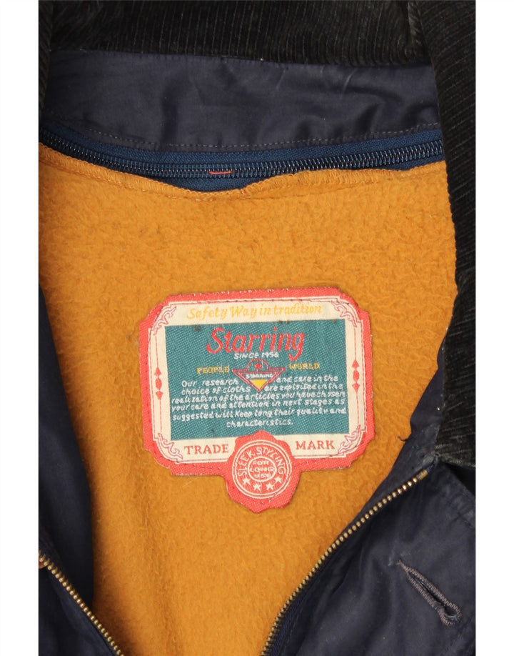 STARRING Mens Windbreaker Jacket UK 40 Large Navy Blue Polyester Vintage Starring and Second-Hand Starring from Messina Hembry 