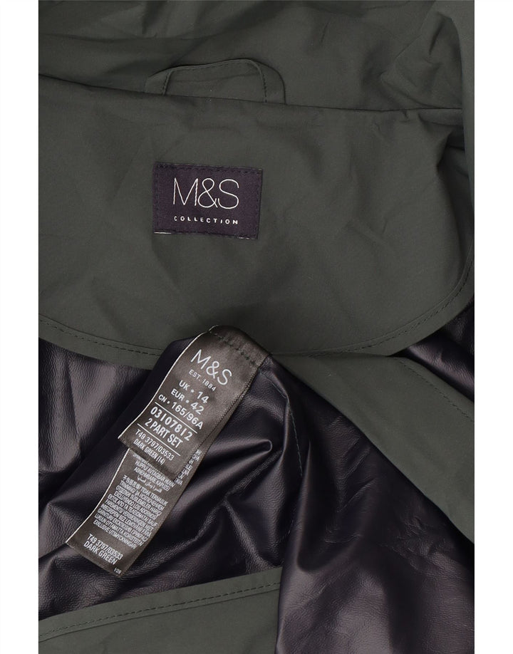 Impermeabile con cappuccio da donna Marks & Spencer UK 14 Large Verde Poliestere