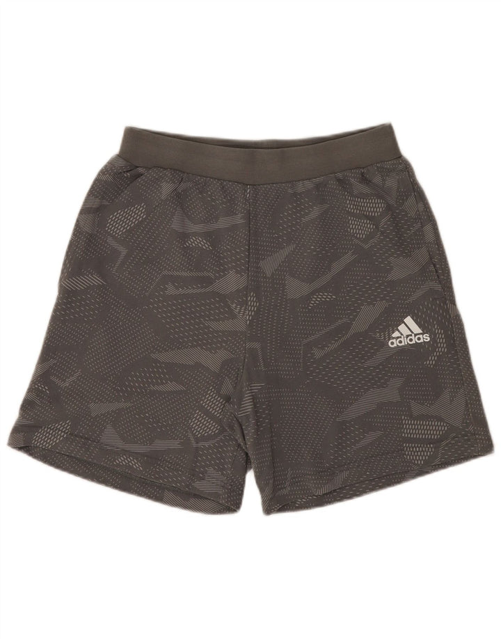 Pantaloncini sportivi da uomo Adidas in cotone geometrico grigio medio