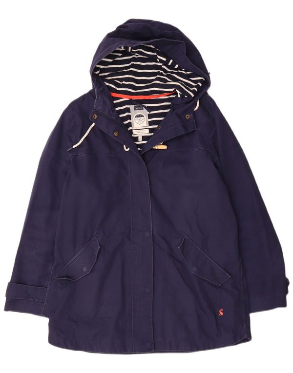 JOULES impermeabile con cappuccio da donna UK 14 grande poliestere blu navy