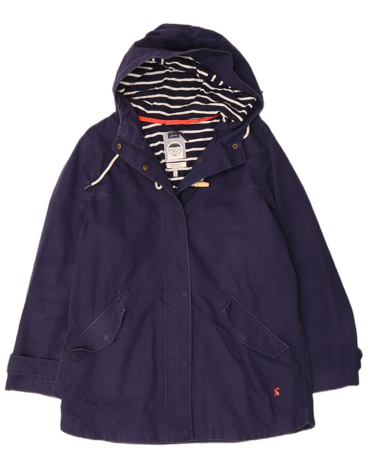 JOULES impermeabile con cappuccio da donna UK 14 grande poliestere blu navy