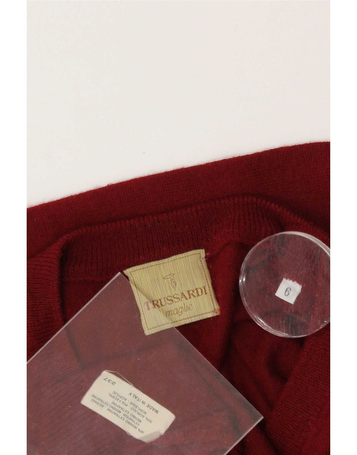 Maglione Trussardi Uomo con Scollo a V Grande Rosso in Lana Merino