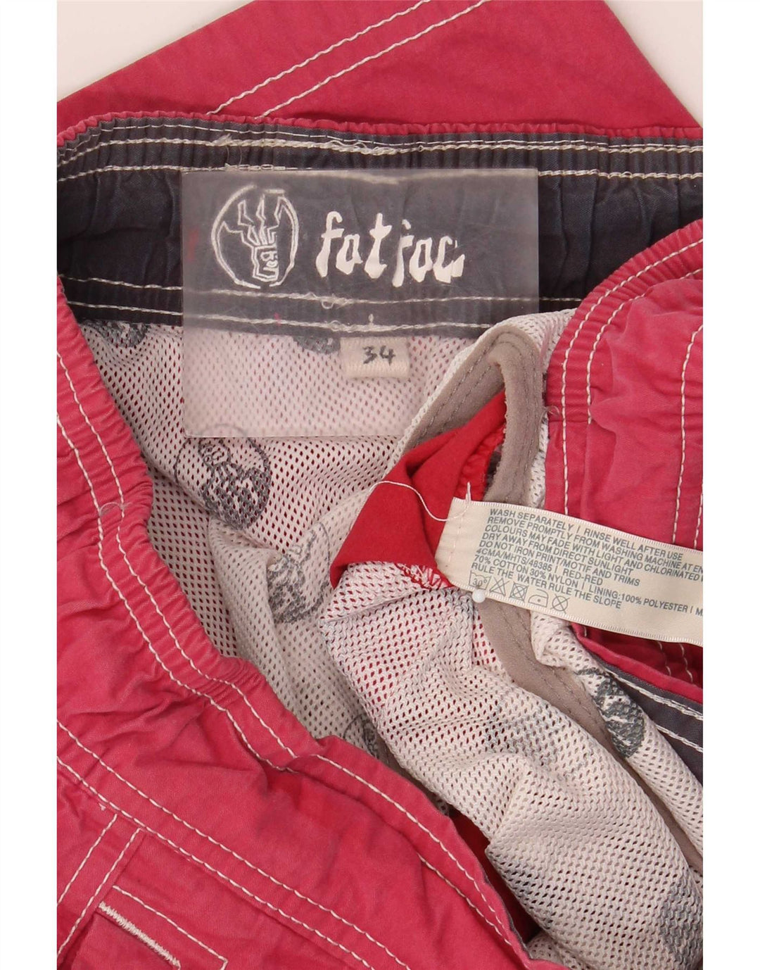 Pantaloncini da bagno da uomo Fat Face grandi in cotone rosso