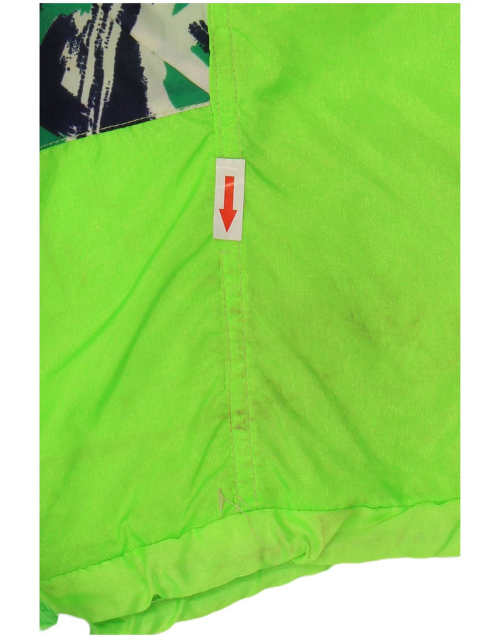 Giacca antipioggia anorak da uomo vintage UK 40 Grande poliestere geometrico verde