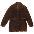 Giacca vintage in pelle scamosciata da donna UK 14 in pelle marrone medio