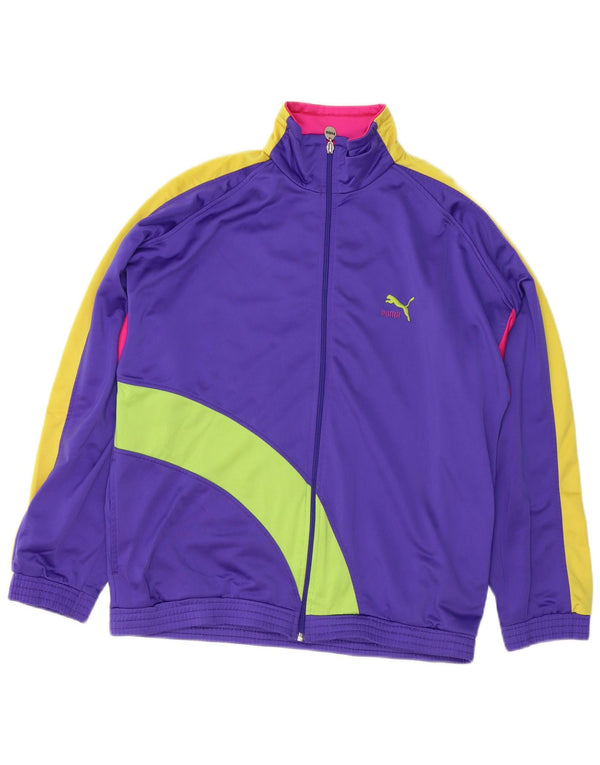 Giacca da tuta da uomo Puma in poliestere color block viola medio
