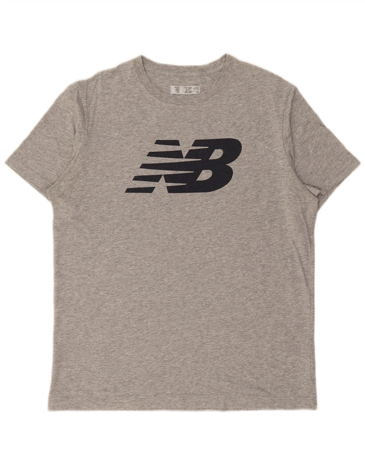 NEW BALANCE T-shirt grafica da uomo Top grande in cotone chiazzato grigio