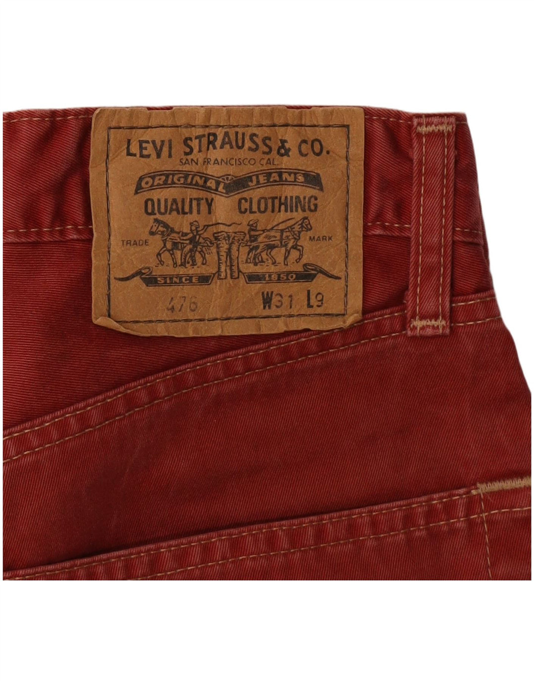 LEVI'S Pantaloncini di jeans 476 da uomo W31 Cotone rosso medio