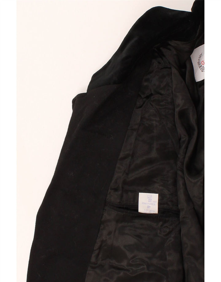 VINTAGE Womens 3 Button Blazer Jacket IT 48 XL Black Wool Vintage Vintage and Second-Hand Vintage from Messina Hembry 