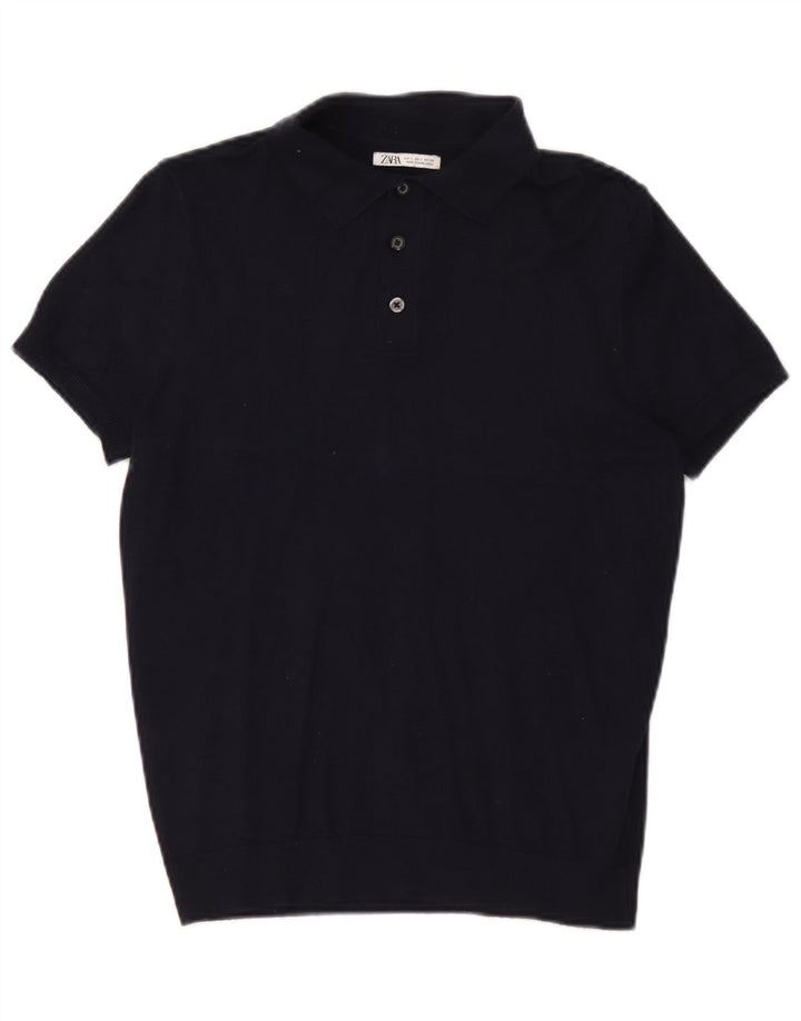 Polo Zara da uomo piccola in viscosa blu navy