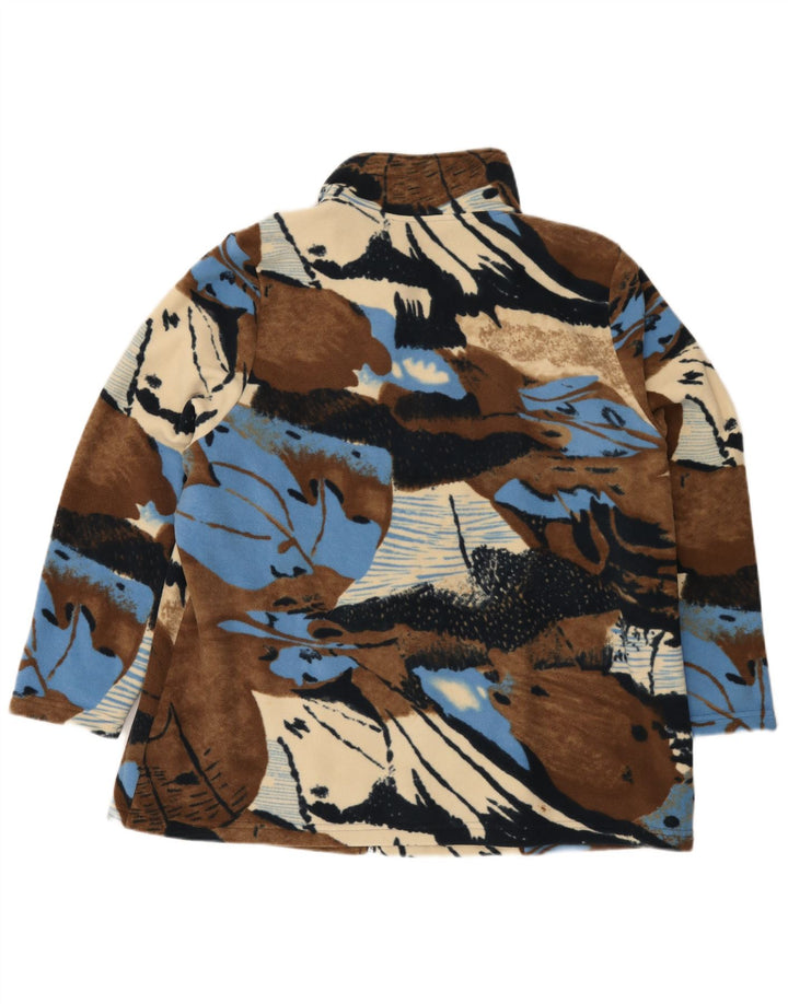 Giacca in pile vintage da donna con motivo astratto UK 24 4XL Colorblock marrone