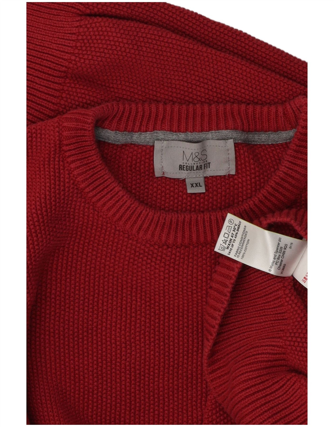 Maglione maglione girocollo vestibilità regolare da uomo Marks & Spencer 2XL cotone rosso