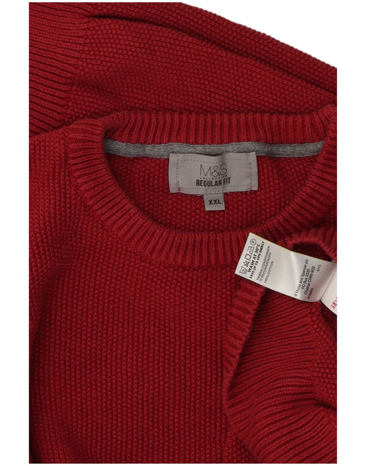 Maglione maglione girocollo vestibilità regolare da uomo Marks & Spencer 2XL cotone rosso