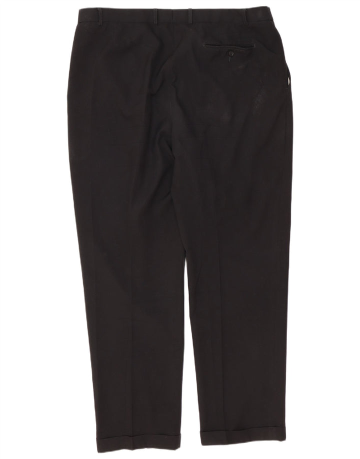 Pantaloni da abito con pegging da uomo Marks & Spencer W40 L33 poliestere nero