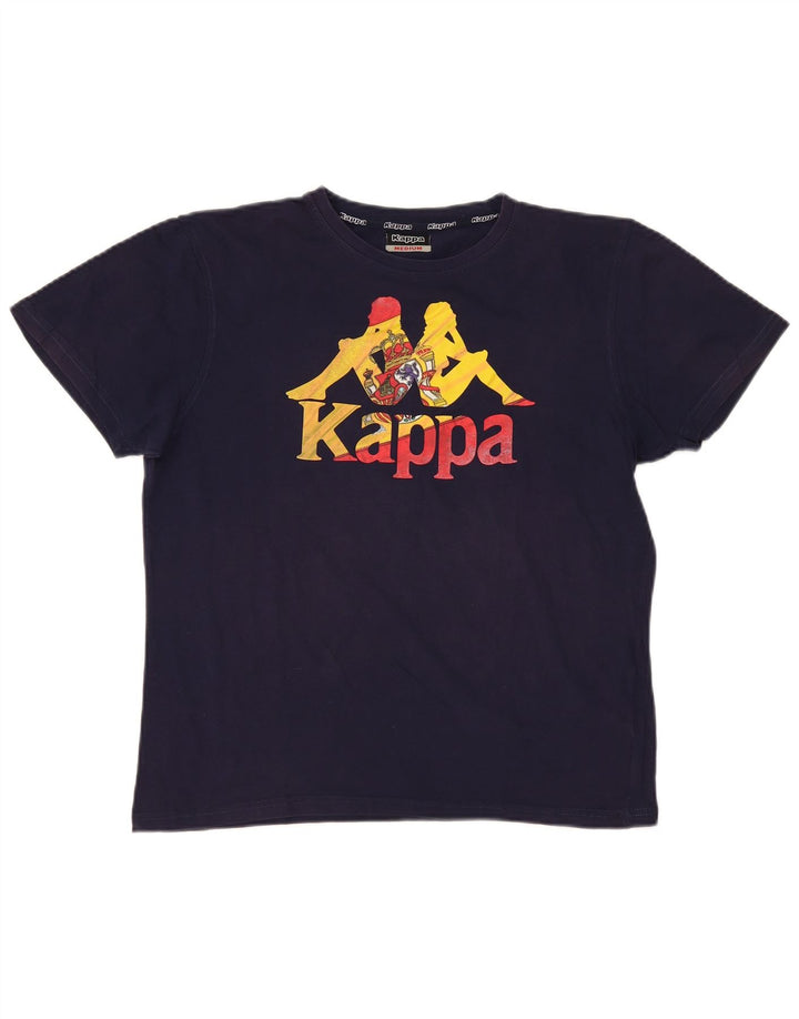 T-shirt grafica da donna Kappa Top UK 14 medio blu navy