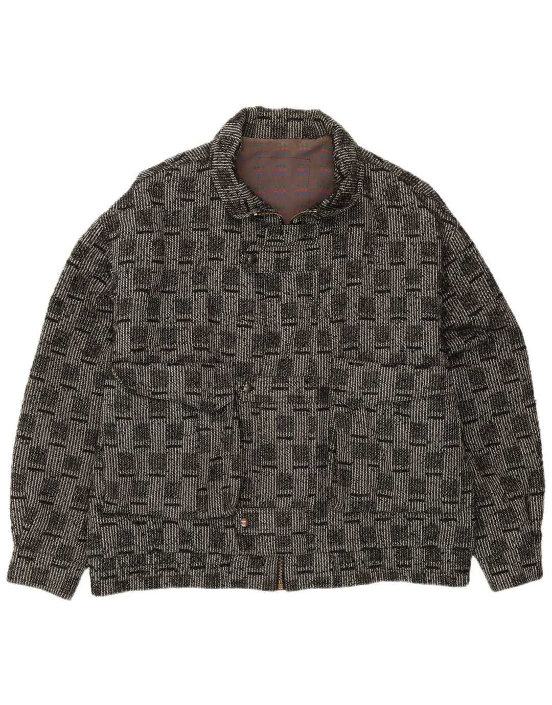 Giubbotto bomber da uomo VINTAGE IT 52 XL Lana a quadri grigi