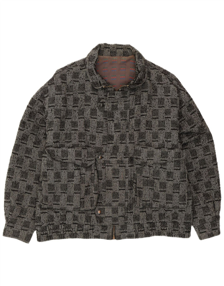 Giubbotto bomber da uomo VINTAGE IT 52 XL Lana a quadri grigi