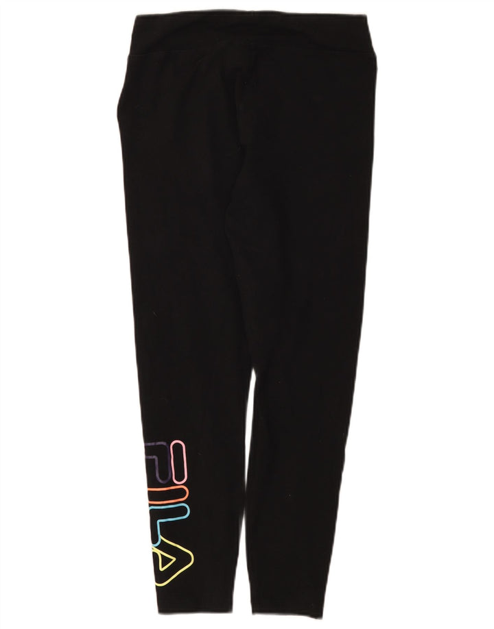 Leggings corti con grafica da donna Fila UK 12 cotone nero medio