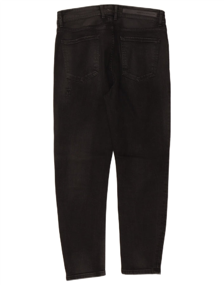 Jeans slim invecchiati da uomo Zara EU 42 grandi W32 L26 neri