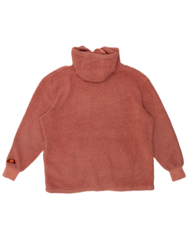 Ellesse Womens Oversized Graphic Hooded Fleece Jumper UK 8 Small Pink