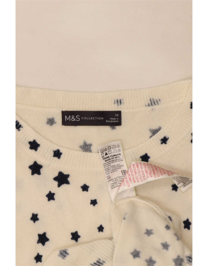 Maglione maglione con scollo a barca da donna Marks & Spencer UK 10 piccolo bianco