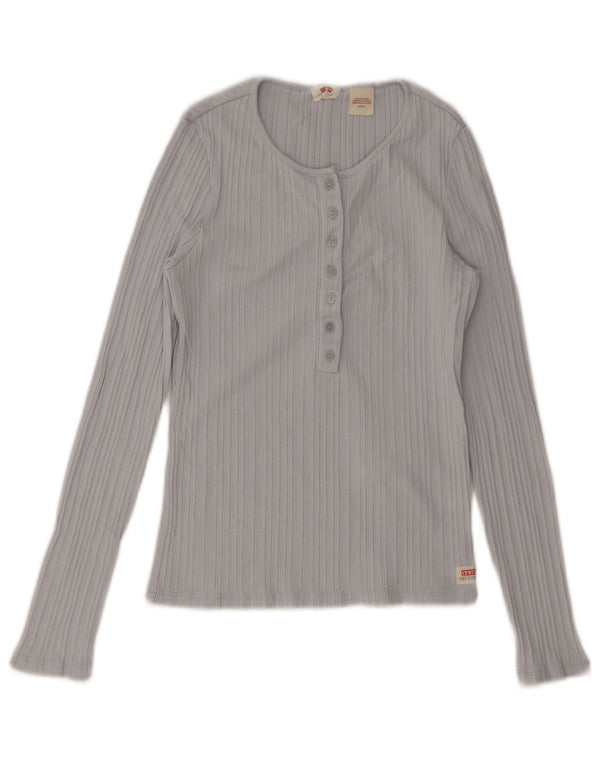 Levi's Top da donna a maniche lunghe UK 8 Small in cotone blu