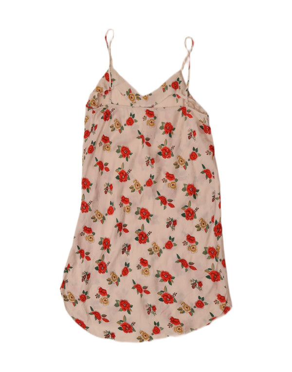 Abito slip vintage da donna UK 6 XS fiore floreale bianco sporco