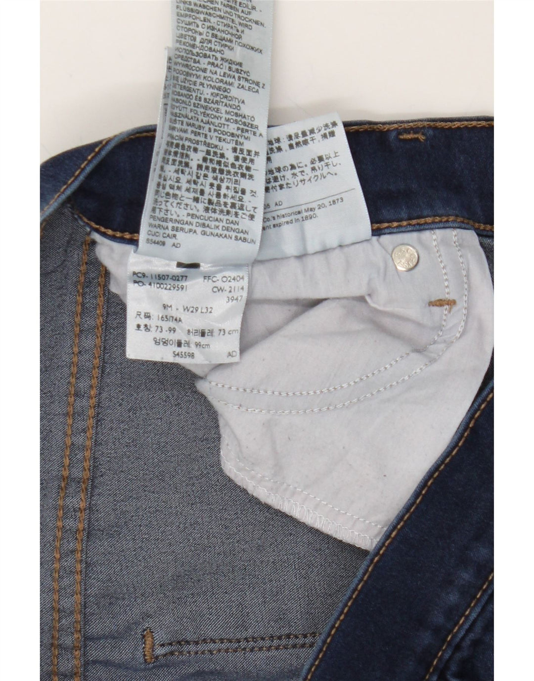 LEVI'S Womens Skinny Jeans W29 L32 Navy Blue Cotton Vintage Levi's and Second-Hand Levi's from Messina Hembry 