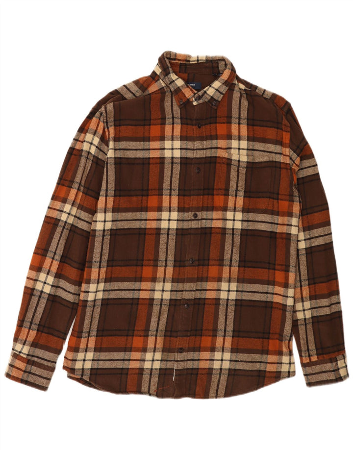 JACK & JONES Camicia da uomo in flanella XL in cotone scozzese marrone