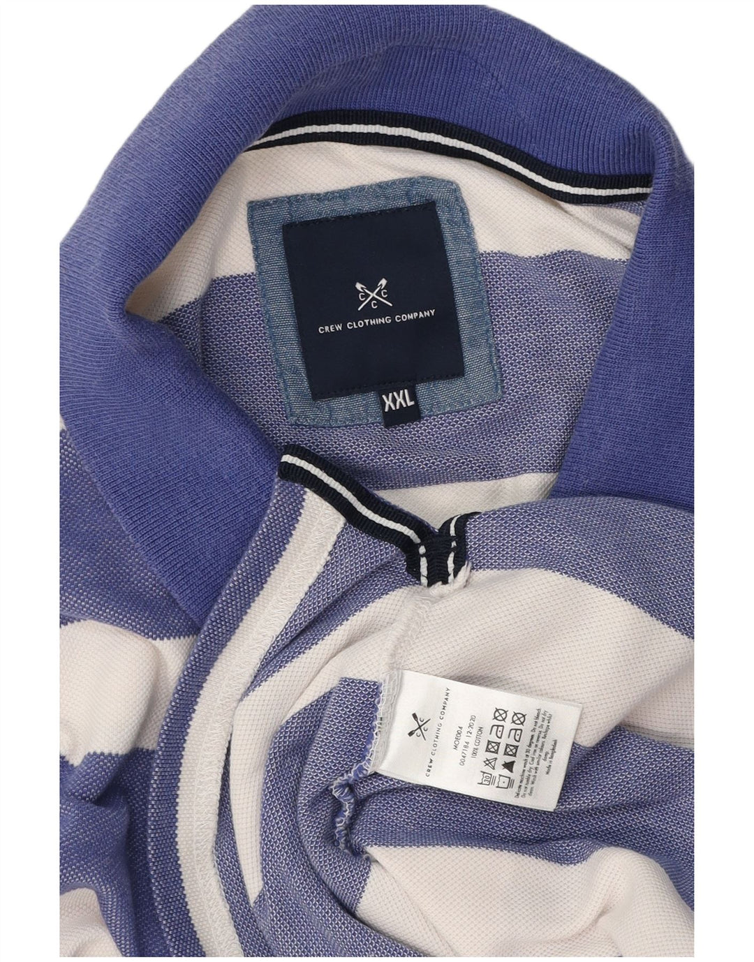 Crew Clothing Polo da uomo 2XL in cotone a righe blu