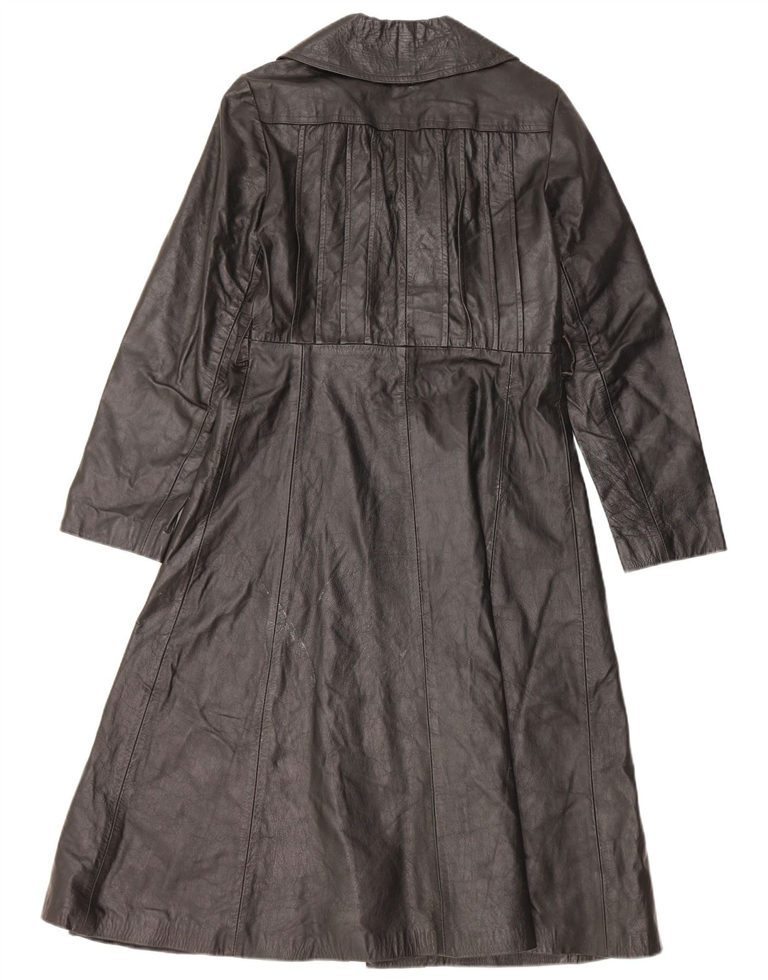 Cappotto in pelle da donna VINTAGE UK 10 piccolo in pelle nera