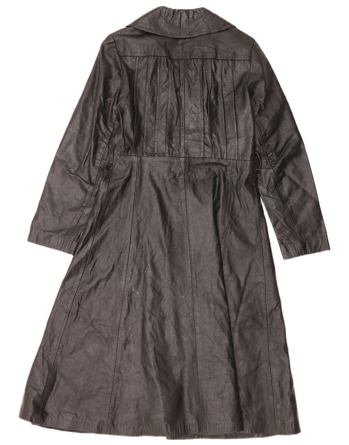 Cappotto in pelle da donna VINTAGE UK 10 piccolo in pelle nera