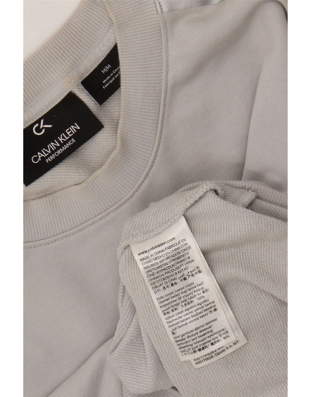 Calvin Klein Donna Crop Graphic Felpa Maglione UK 14 Cotone grigio medio