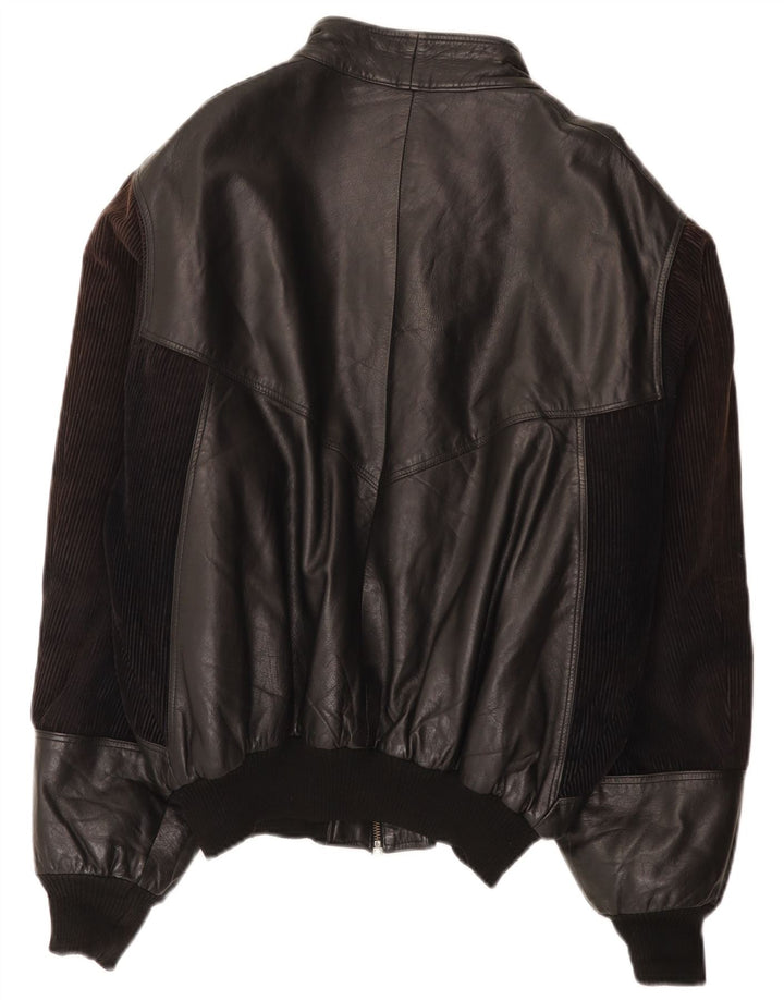 Giacca bomber da uomo vintage in pelle IT 52 XL nera