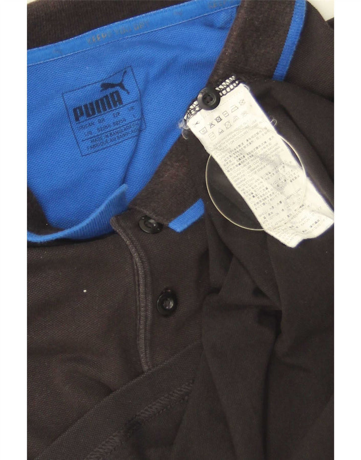 Polo Puma da uomo grande in cotone a righe nere