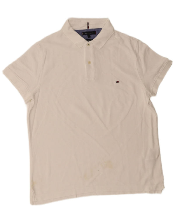 Polo slim fit da uomo Tommy Hilfiger XL in cotone bianco