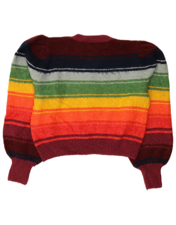 Maglione maglione girocollo da donna Zara UK 14 a righe multicolori medie