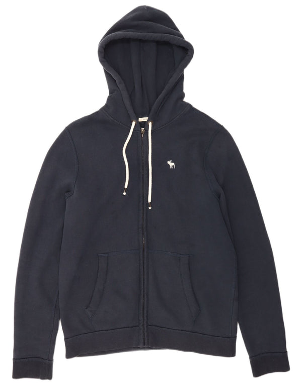 Maglione con cappuccio e zip muscolare da uomo Abercrombie & Fitch 2XL in cotone blu navy