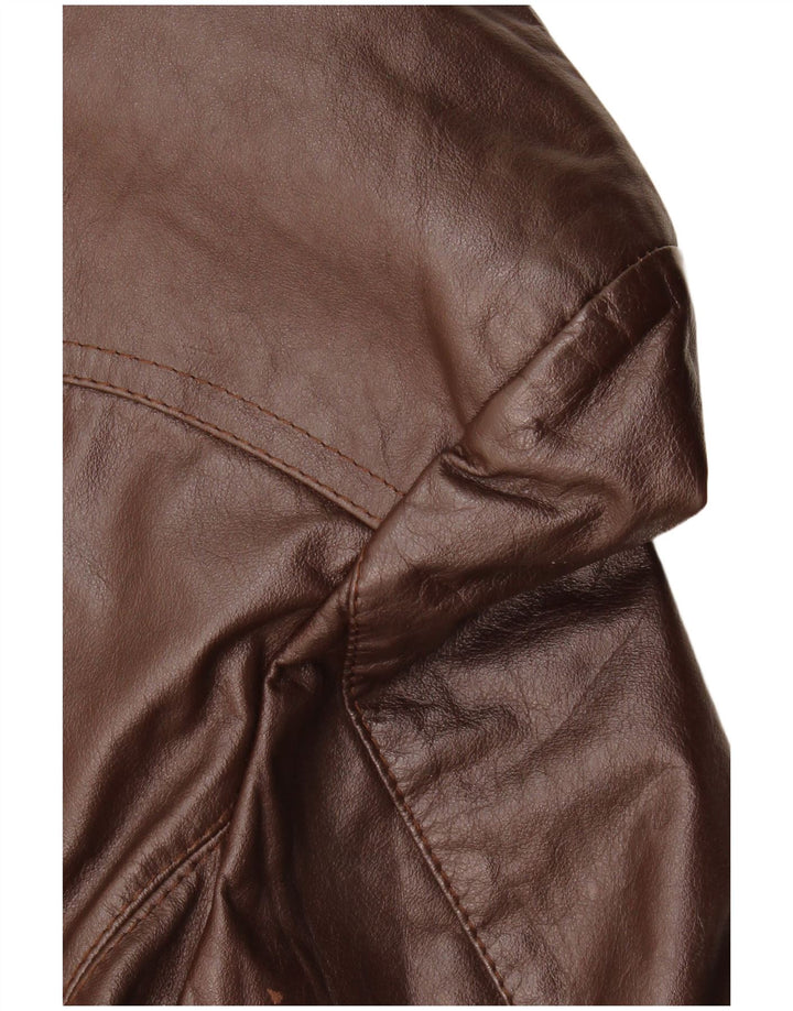 Cappotto in pelle vintage da uomo UK 36 piccolo marrone
