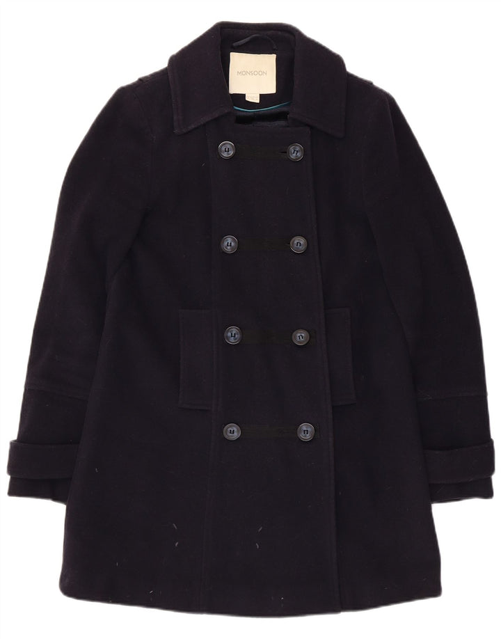 Cappotto doppiopetto da donna Monsoon UK 8 Small Lana blu navy