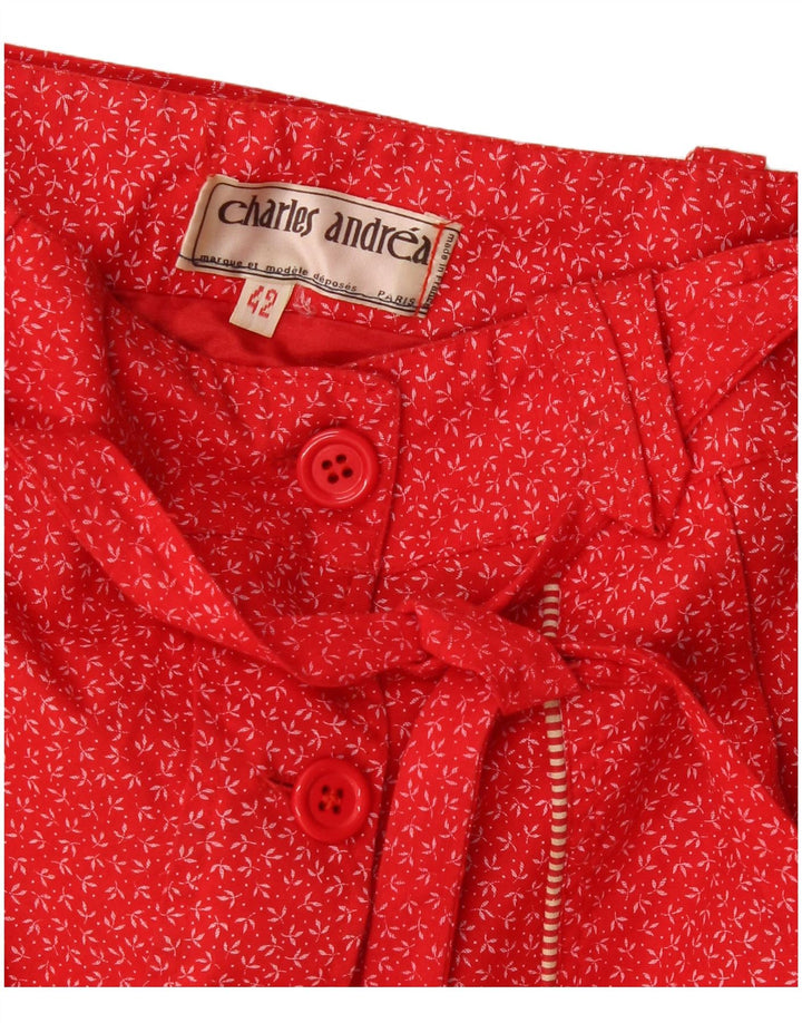 Gonna a trapezio da donna vintage IT 42 media W28 rossa floreale