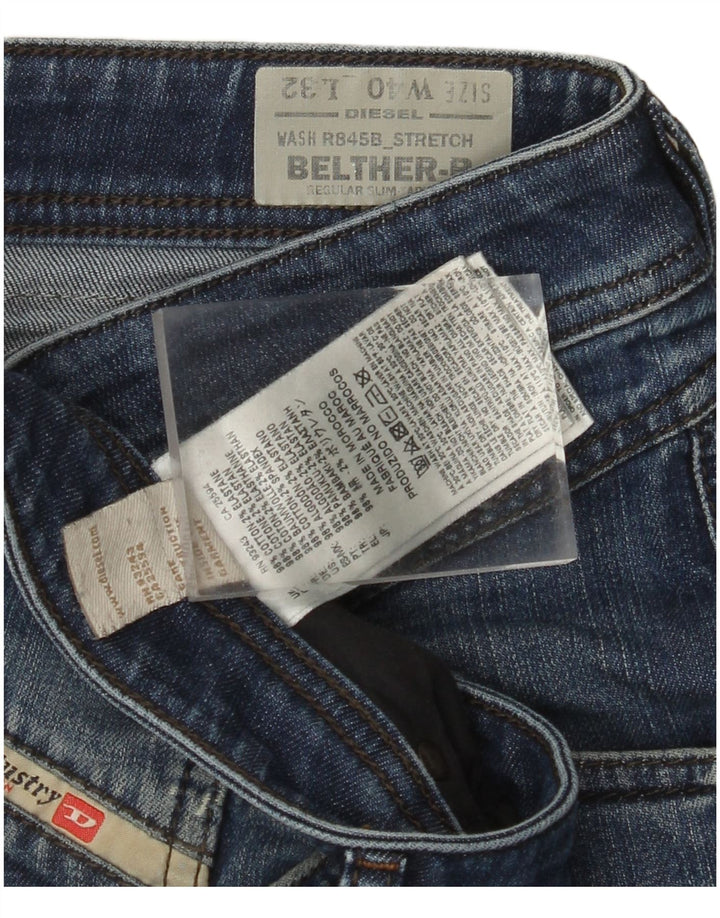 DIESEL Jeans da uomo Belther regolari slim affusolati W40 L32 cotone blu