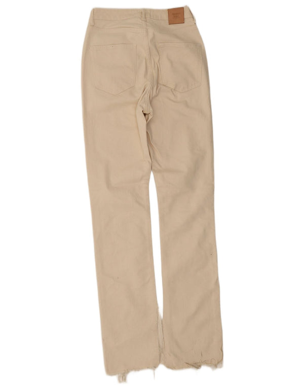 Jeans dritti da donna Zara EU 38 Small W28 L33 cotone bianco sporco