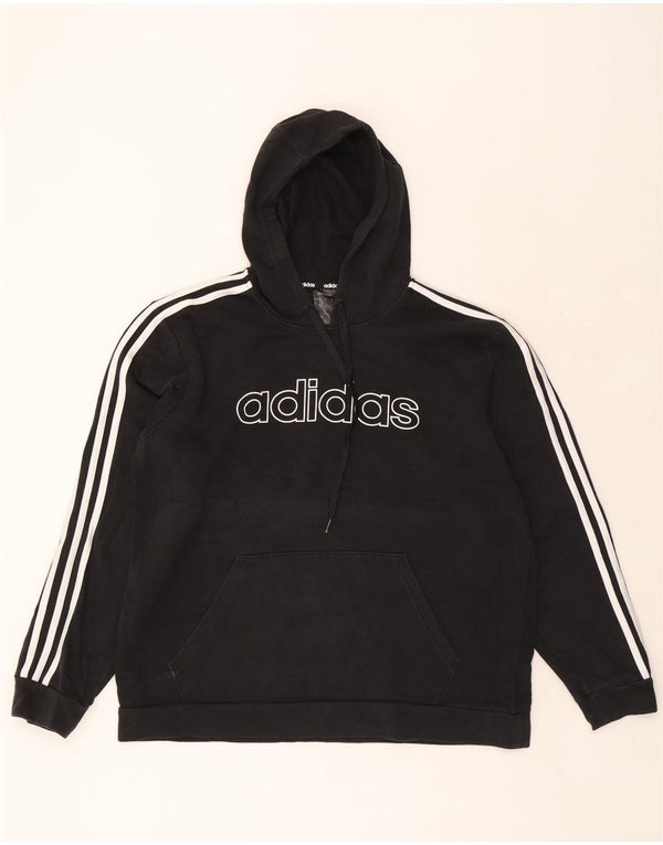 Felpa con cappuccio grafica da uomo Adidas Large in cotone nero