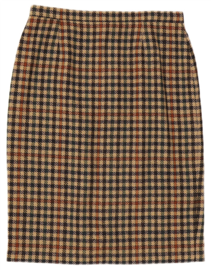 Gonna a tubino vintage da donna W30 pied de poule marrone medio