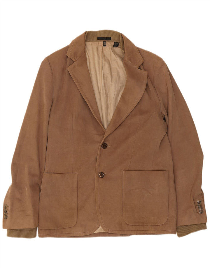 Giacca blazer da uomo a 2 bottoni Zara EU 50 in cotone marrone medio