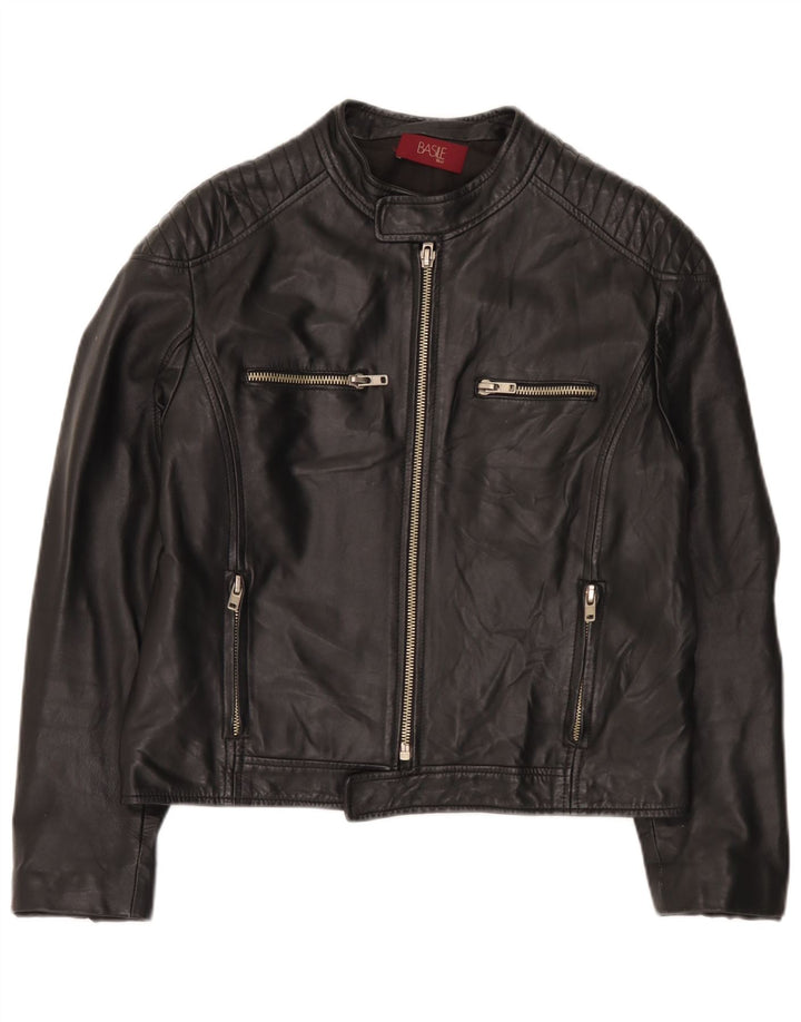 Giacca in pelle da uomo Basile UK 38 media nera