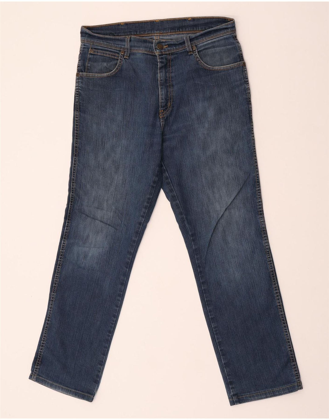 Jeans dritti da uomo Wrangler vestibilità regolare W33 L29 cotone blu